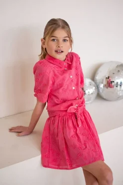 roze like flo minirok broidery anglais flower skirt