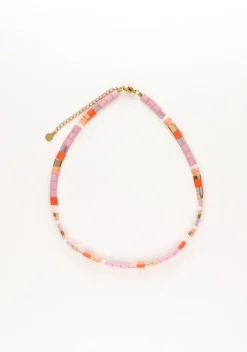 roze notre-v kettingen ketting platte kraal