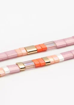 roze notre-v kettingen ketting platte kraal