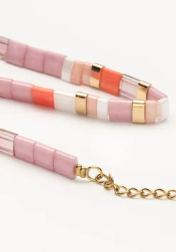 roze notre-v kettingen ketting platte kraal