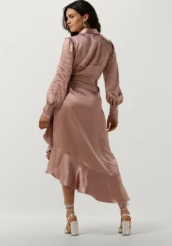 roze notre-v midi jurk nv-dorissa satin dress