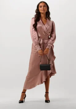 roze notre-v midi jurk nv-dorissa satin dress