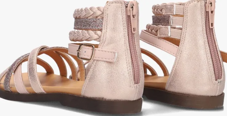 roze omoda platte sandalen pommelien