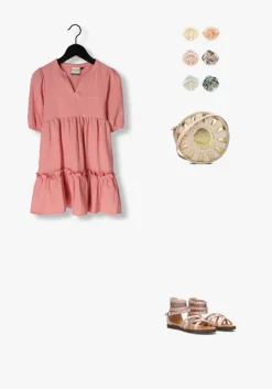 roze omoda platte sandalen pommelien