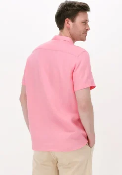 roze scotch & soda casual overhemd regular fit garment-dyed linen shortsleeve shirt