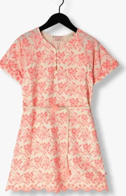 roze scotch & soda mini jurk all-over embroidered en belted dress