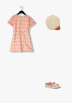 roze scotch & soda mini jurk all-over embroidered en belted dress