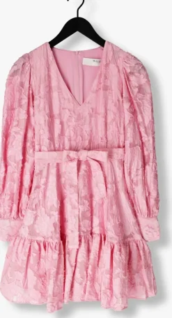 roze selected femme mini jurk slfcalli-sadie ls short v-neck dress ff