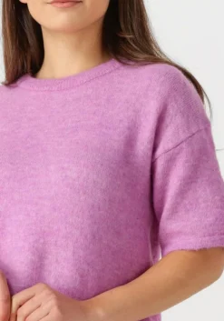 roze selected femme t-shirt slfmaline-liliana 2/4 knit o-neck