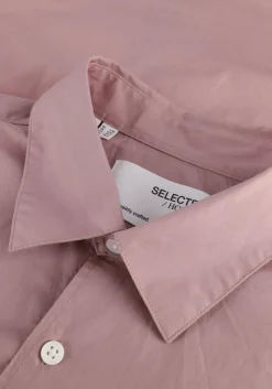 roze selected homme casual overhemd slhrelaxbaron shirt ss mix w faawn