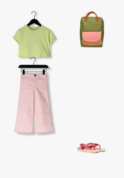 roze sproet & sprout flared broek flare denim pants daisies print