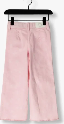 roze sproet & sprout flared broek flare denim pants daisies print