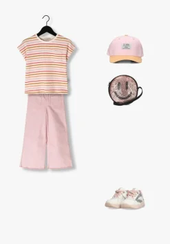 roze sproet & sprout flared broek flare denim pants daisies print