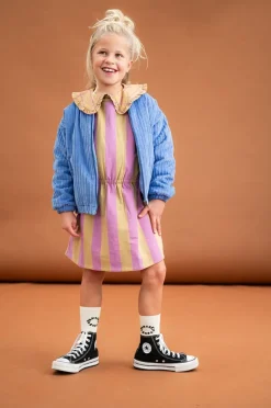 roze sproet & sprout mini jurk skater dress block stripe