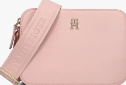 roze tommy hilfiger schoudertas th logotape camera bag