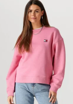 roze tommy jeans trui tjw bxy badge crew