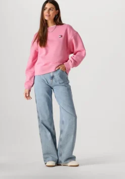 roze tommy jeans trui tjw bxy badge crew