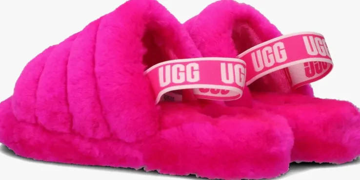 roze ugg pantoffels fluff yeah slide
