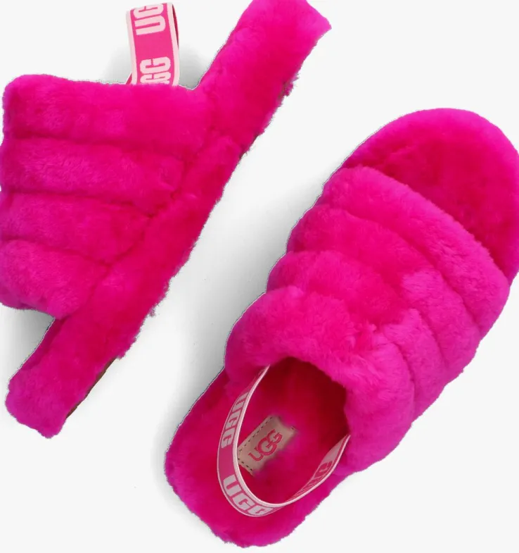 roze ugg pantoffels fluff yeah slide