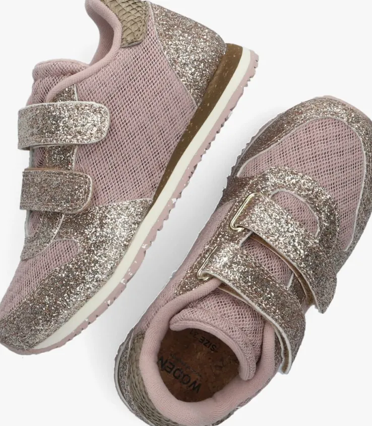 roze woden lage sneakers ydun glitter