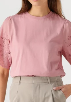 roze y.a.s. t-shirt yaslex ss top w. emb sleeves s. noos