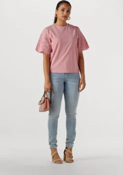 roze y.a.s. t-shirt yaslex ss top w. emb sleeves s. noos