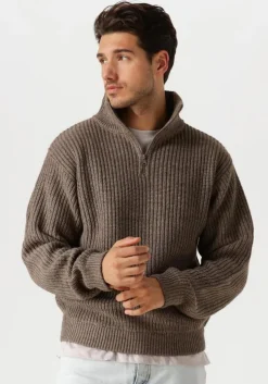 taupe american vintage trui crashway half zip h