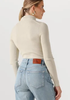 taupe calvin klein coltrui woven label roll neck