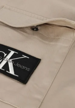taupe calvin klein overshirt utility shirt