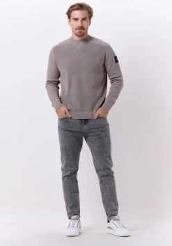 taupe calvin klein sweater monologo badge sweater