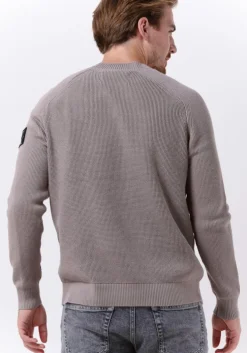 taupe calvin klein sweater monologo badge sweater