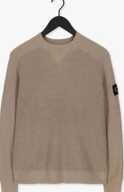 taupe calvin klein sweater monologo badge sweater
