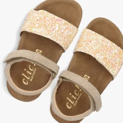 taupe clic! platte sandalen cl-grass