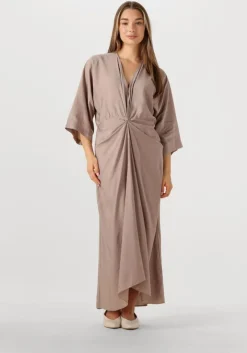 taupe co'couture maxi jurk heracc knot dress