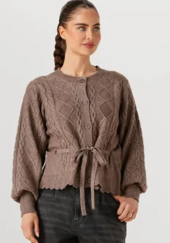 taupe co'couture vest row cable tie cardigan