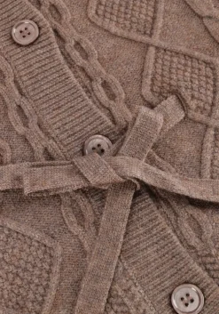 taupe co'couture vest row cable tie cardigan