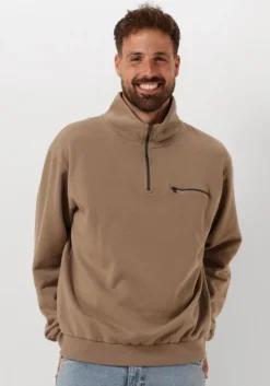 taupe forét sweater log half zip sweatshirt