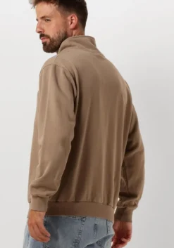 taupe forét sweater log half zip sweatshirt