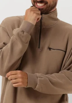 taupe forét sweater log half zip sweatshirt