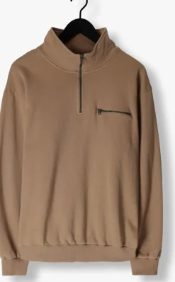 taupe forét sweater log half zip sweatshirt