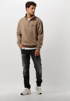 taupe forét sweater log half zip sweatshirt