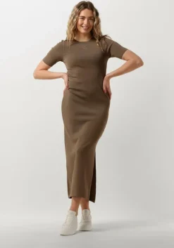 taupe gestuz midi jurk brielle