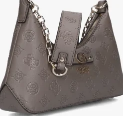 taupe guess schoudertas gerty top zip shoulder bag