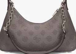 taupe guess schoudertas gerty top zip shoulder bag