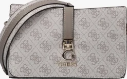 taupe guess schoudertas zamira top zip