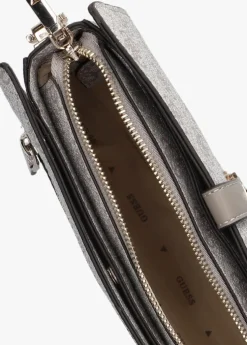 taupe guess schoudertas zamira top zip