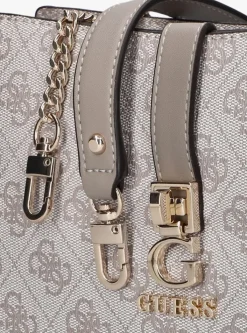 taupe guess schoudertas zamira top zip