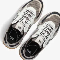 taupe hub lage sneakers grid-m