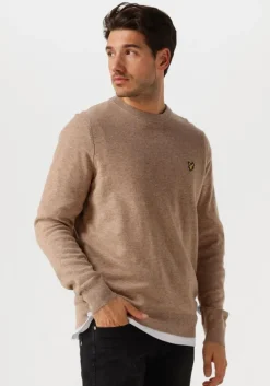taupe lyle & scott trui lambswool blend crew neck jumper
