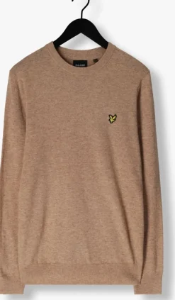 taupe lyle & scott trui lambswool blend crew neck jumper